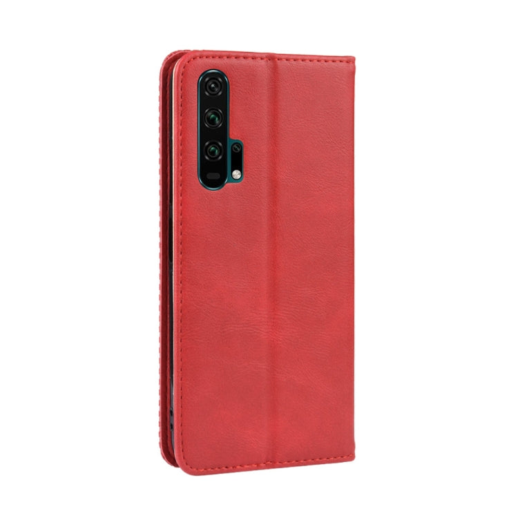 Magnetic Buckle Retro Crazy Horse Texture Horizontal Flip Leather Case for HUAWEI Honor 20pro , with Holder & Card Slots & Photo Frame