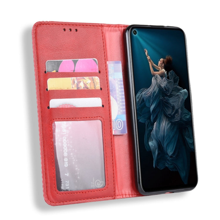 Magnetic Buckle Retro Crazy Horse Texture Horizontal Flip Leather Case for HUAWEI Honor 20pro , with Holder & Card Slots & Photo Frame