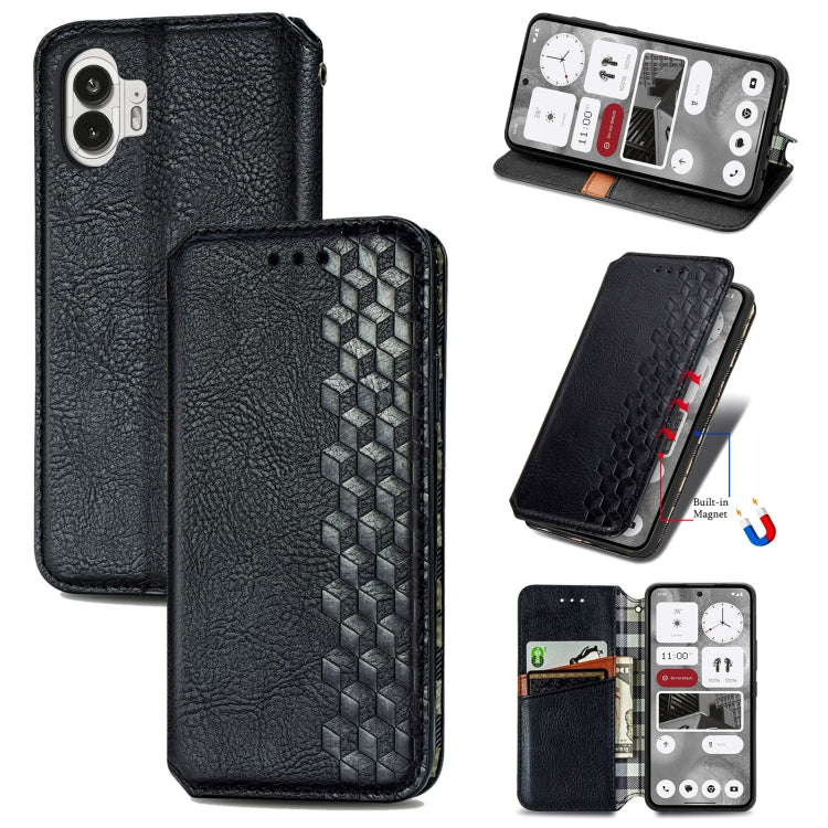For Nothing Phone 2 Cubic Grid Pressed Magnetic Leather Phone Case