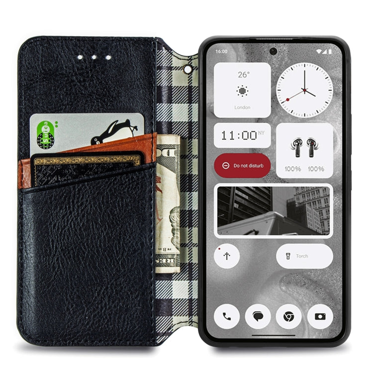 For Nothing Phone 2 Cubic Grid Pressed Magnetic Leather Phone Case