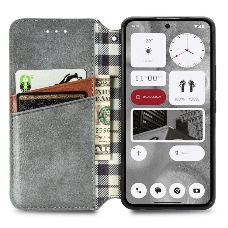 For Nothing Phone 2 Cubic Grid Pressed Magnetic Leather Phone Case