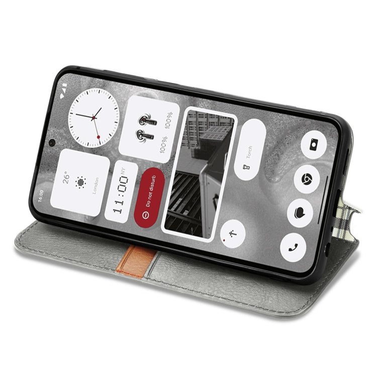 For Nothing Phone 2 Cubic Grid Pressed Magnetic Leather Phone Case