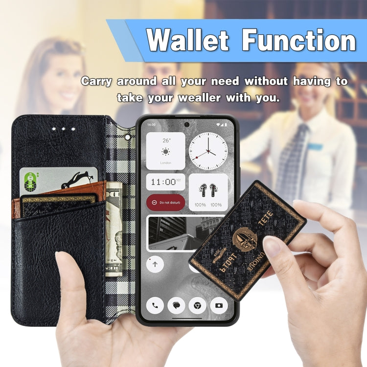 For Nothing Phone 2 Cubic Grid Pressed Magnetic Leather Phone Case