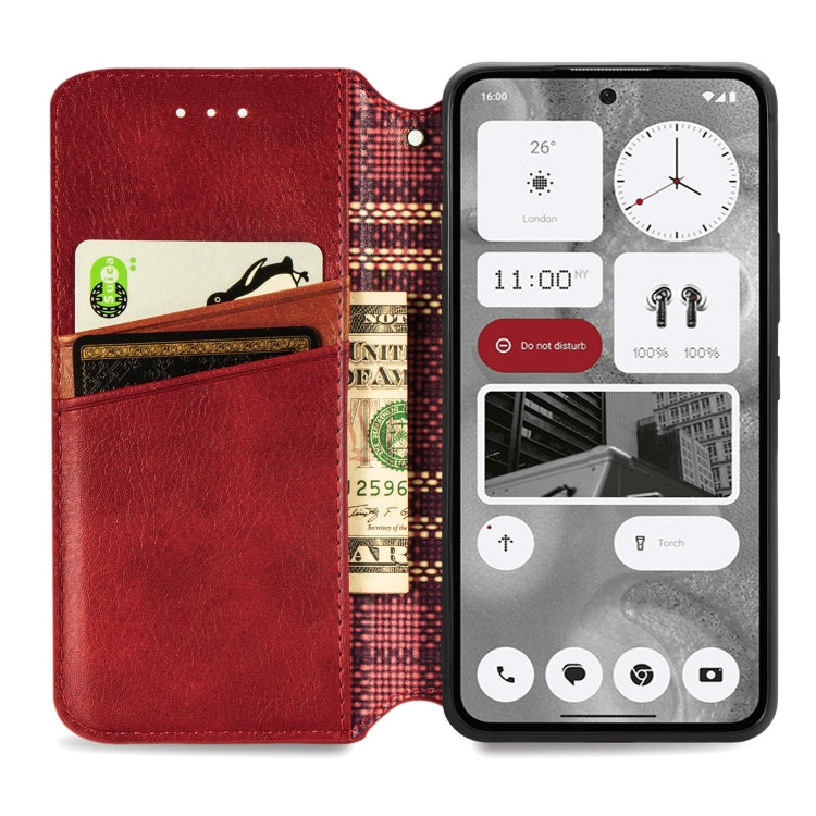 For Nothing Phone 2 Cubic Grid Pressed Magnetic Leather Phone Case
