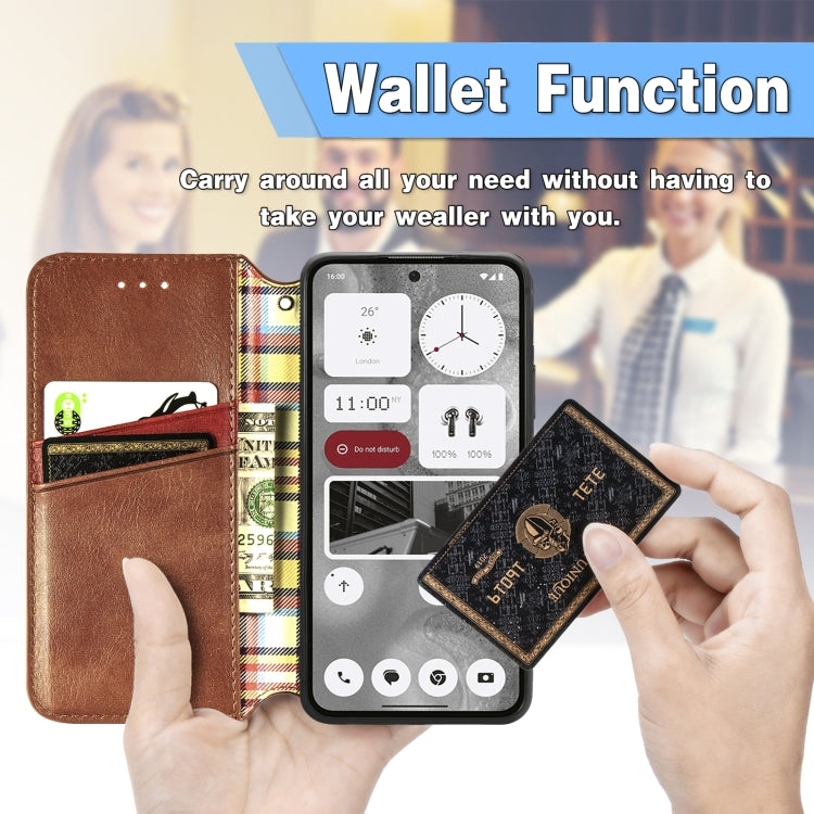 For Nothing Phone 2 Cubic Grid Pressed Magnetic Leather Phone Case