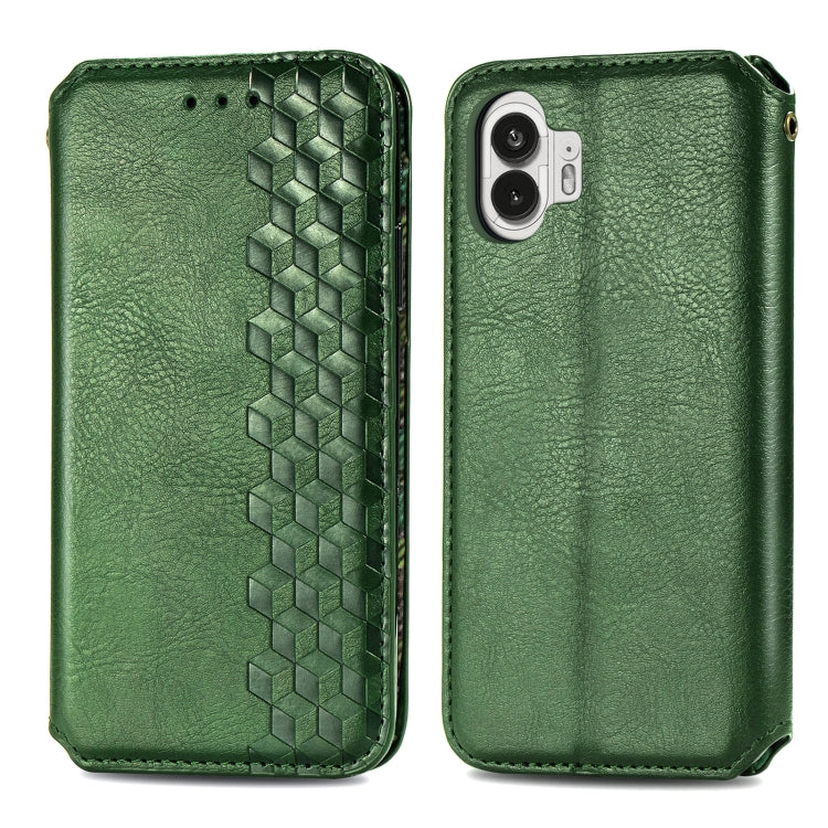 For Nothing Phone 2 Cubic Grid Pressed Magnetic Leather Phone Case
