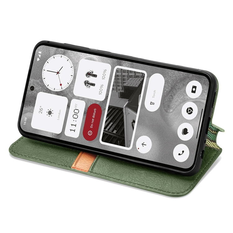 For Nothing Phone 2 Cubic Grid Pressed Magnetic Leather Phone Case