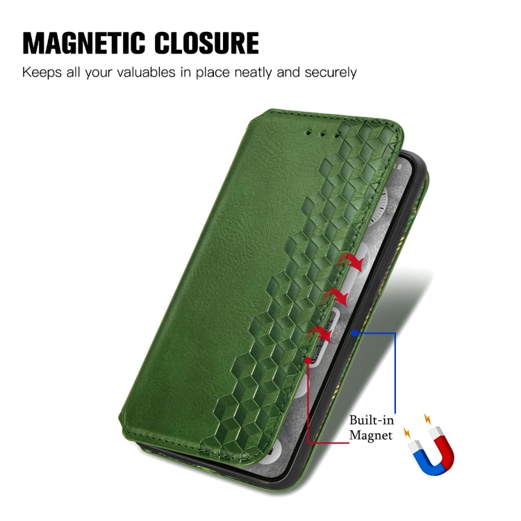 For Nothing Phone 2 Cubic Grid Pressed Magnetic Leather Phone Case