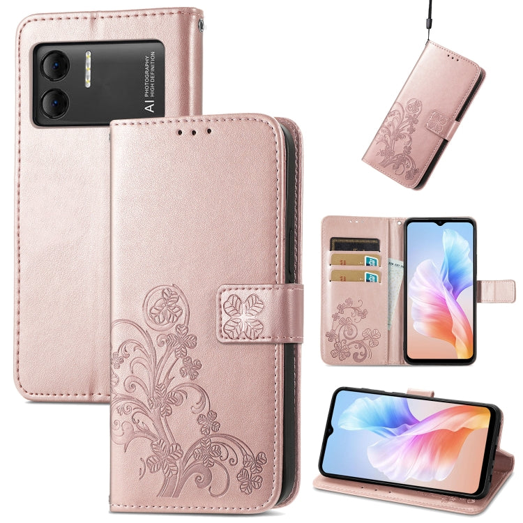 For DOOGEE X98 Pro / X98 Four-leaf Clasp Embossed Buckle Leather Phone Case