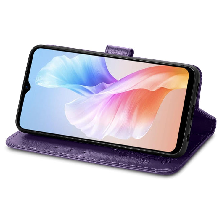 For DOOGEE X98 Pro / X98 Four-leaf Clasp Embossed Buckle Leather Phone Case