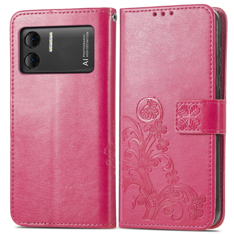 For DOOGEE X98 Pro / X98 Four-leaf Clasp Embossed Buckle Leather Phone Case