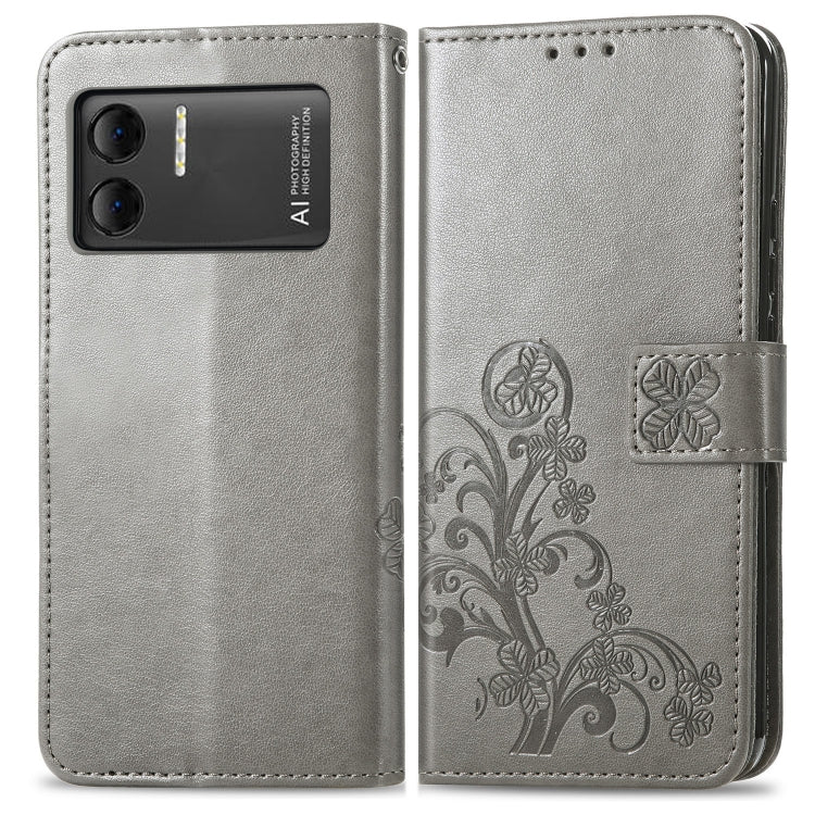 For DOOGEE X98 Pro / X98 Four-leaf Clasp Embossed Buckle Leather Phone Case