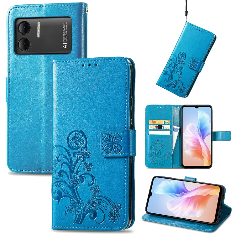 For DOOGEE X98 Pro / X98 Four-leaf Clasp Embossed Buckle Leather Phone Case