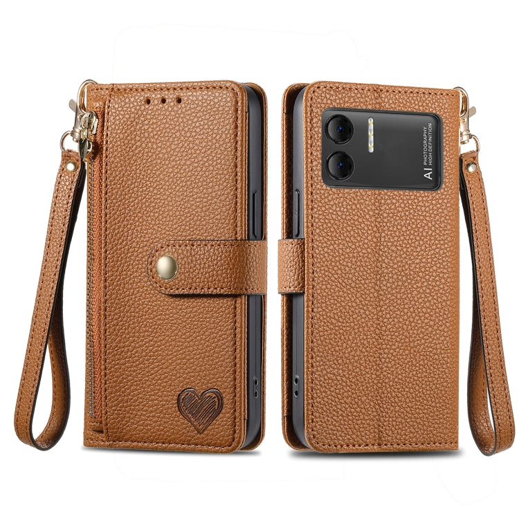 For DOOGEE X98 Pro / X98 Love Zipper Lanyard Leather Phone Case
