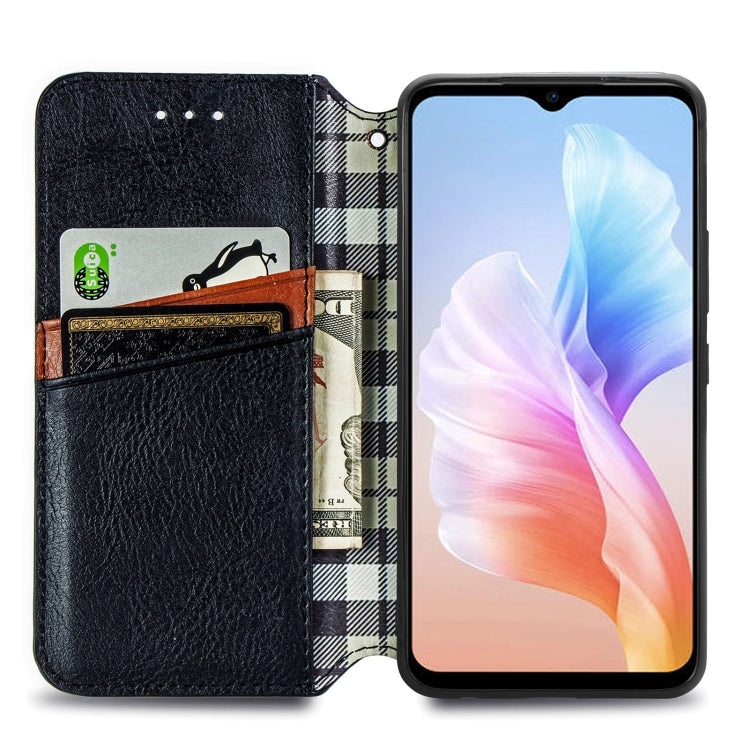 For DOOGEE X98 Pro / X98 Cubic Grid Pressed Magnetic Leather Phone Case