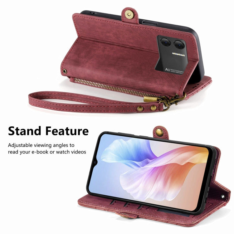 For DOOGEE X98 Pro / X98 Geometric Zipper Wallet Side Buckle Leather Phone Case