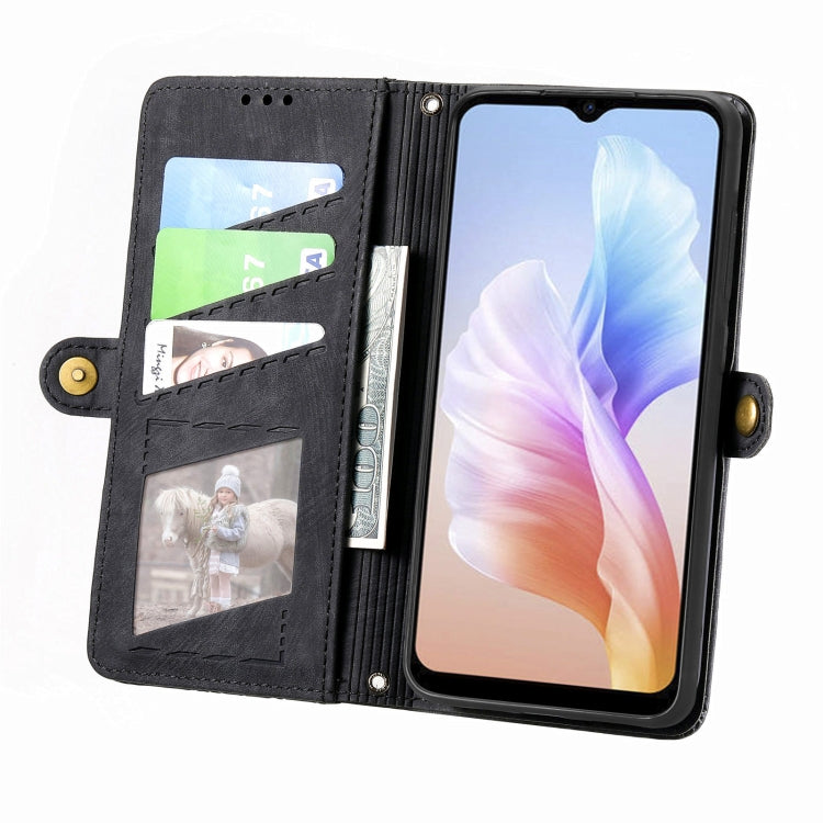 For DOOGEE X98 Pro / X98 Geometric Zipper Wallet Side Buckle Leather Phone Case