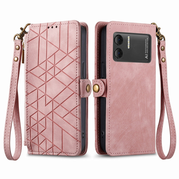 For DOOGEE X98 Pro / X98 Geometric Zipper Wallet Side Buckle Leather Phone Case