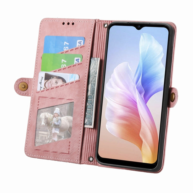 For DOOGEE X98 Pro / X98 Geometric Zipper Wallet Side Buckle Leather Phone Case