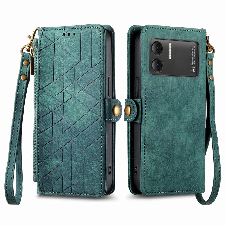 For DOOGEE X98 Pro / X98 Geometric Zipper Wallet Side Buckle Leather Phone Case