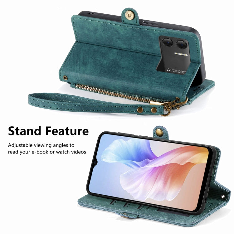 For DOOGEE X98 Pro / X98 Geometric Zipper Wallet Side Buckle Leather Phone Case