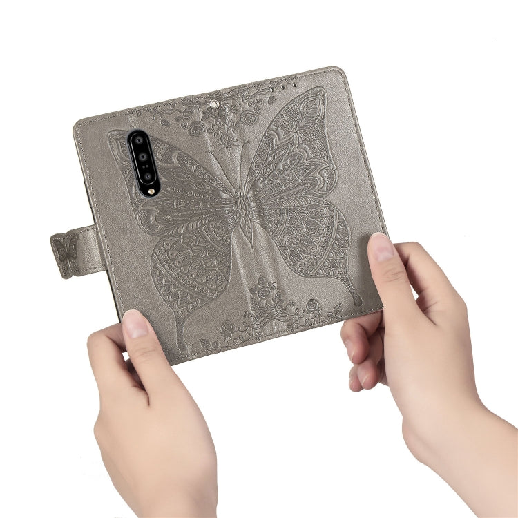 Butterfly Love Flowers Embossing Horizontal Flip Leather Case for OnePlus 7 Pro, with Holder & Card Slots & Wallet & Lanyard