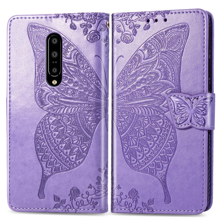 Butterfly Love Flowers Embossing Horizontal Flip Leather Case for OnePlus 7 Pro, with Holder & Card Slots & Wallet & Lanyard