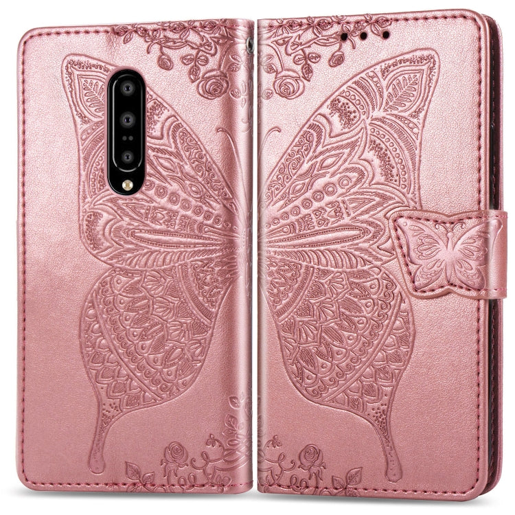 Butterfly Love Flowers Embossing Horizontal Flip Leather Case for OnePlus 7 Pro, with Holder & Card Slots & Wallet & Lanyard