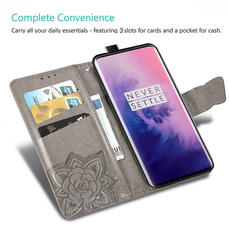Butterfly Love Flowers Embossing Horizontal Flip Leather Case for OnePlus 7 Pro, with Holder & Card Slots & Wallet & Lanyard