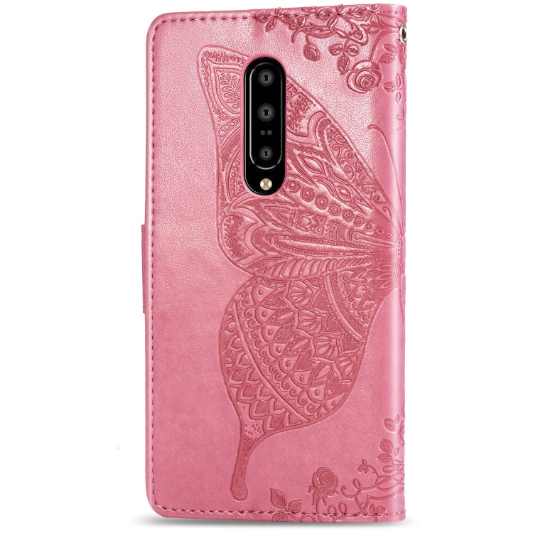 Butterfly Love Flowers Embossing Horizontal Flip Leather Case for OnePlus 7 Pro, with Holder & Card Slots & Wallet & Lanyard