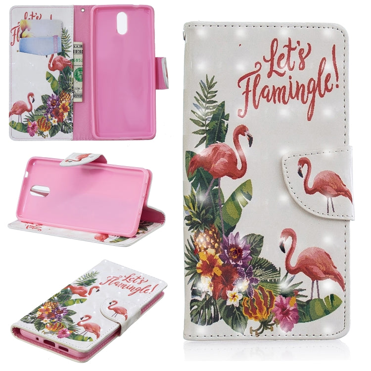 3D Colored Drawing Pattern Horizontal Flip Leather Case for Nokia 3.1, with Holder & Card Slots & Wallet