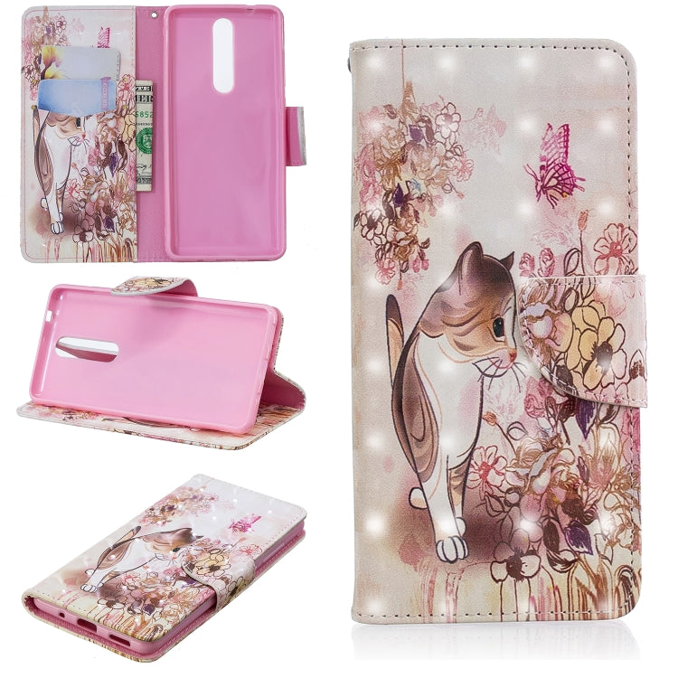 3D Colored Drawing Pattern Horizontal Flip Leather Case for Nokia 5.1, with Holder & Card Slots & Wallet