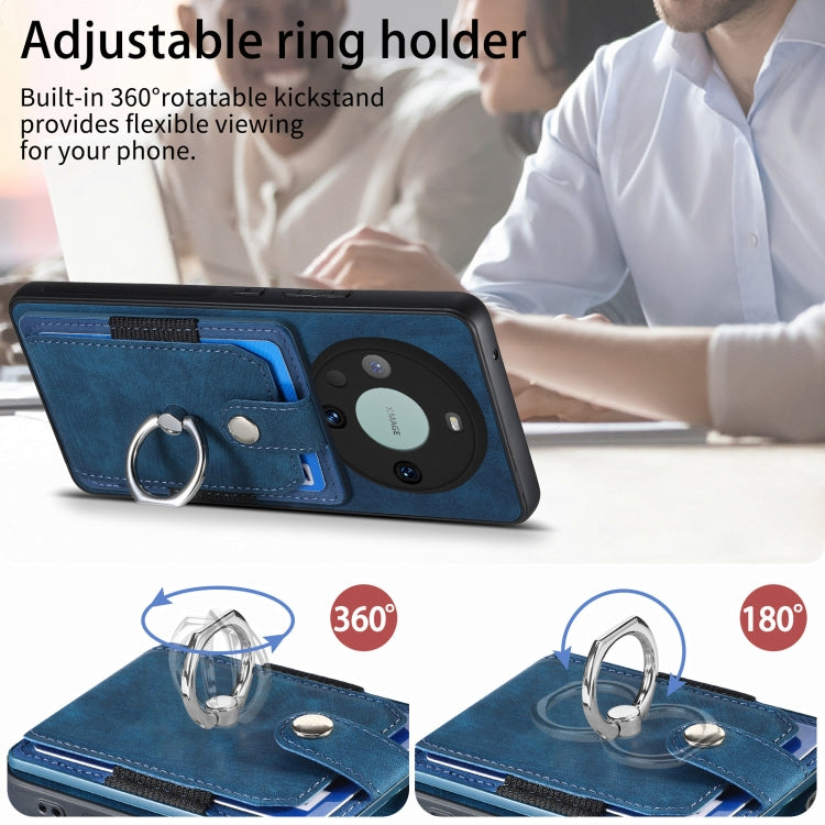 For Huawei Mate 60 Pro Retro Skin-feel Ring Multi-card Wallet Phone Case