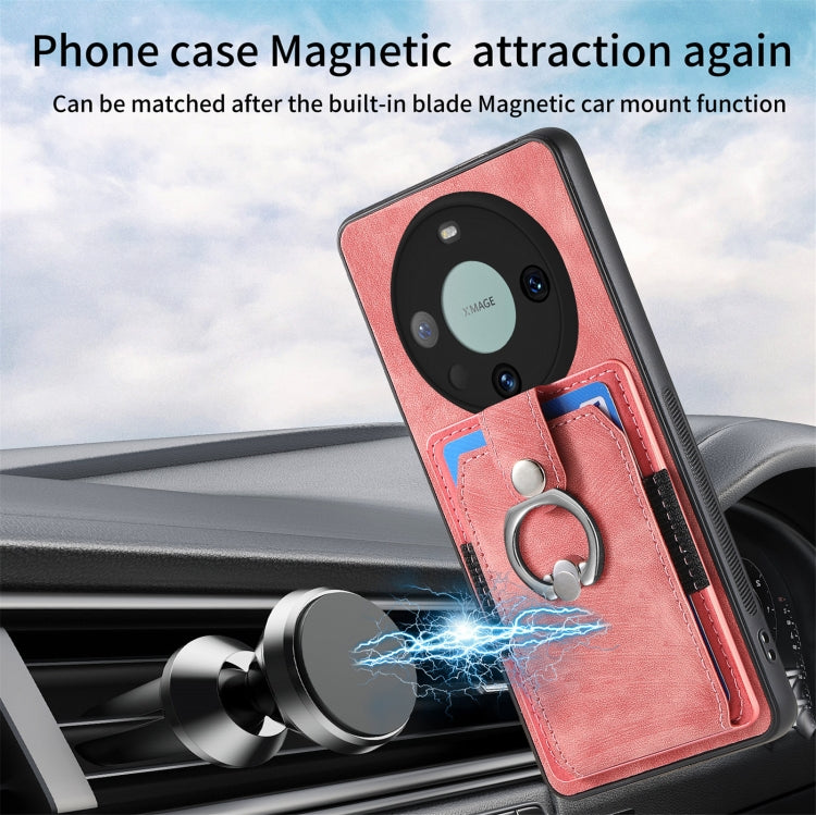 For Huawei Mate 60 Pro Retro Skin-feel Ring Multi-card Wallet Phone Case