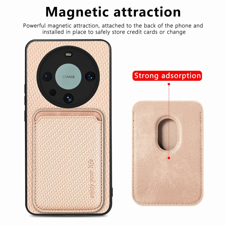 For Huawei Mate 60 Pro Carbon Fiber Leather Card Magnetic Phone Case