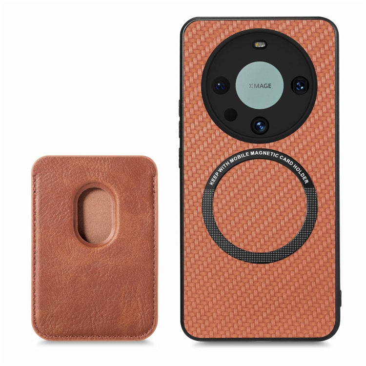 For Huawei Mate 60 Pro Carbon Fiber Leather Card Magnetic Phone Case