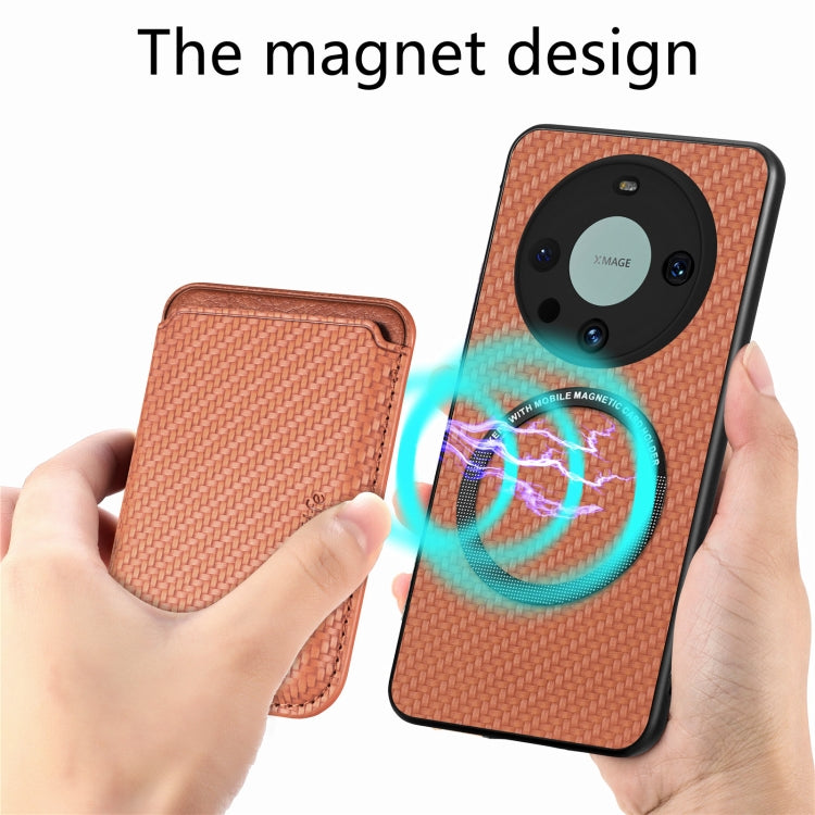 For Huawei Mate 60 Pro Carbon Fiber Leather Card Magnetic Phone Case