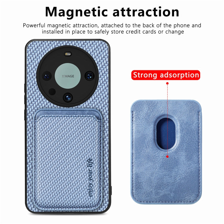 For Huawei Mate 60 Pro Carbon Fiber Leather Card Magnetic Phone Case