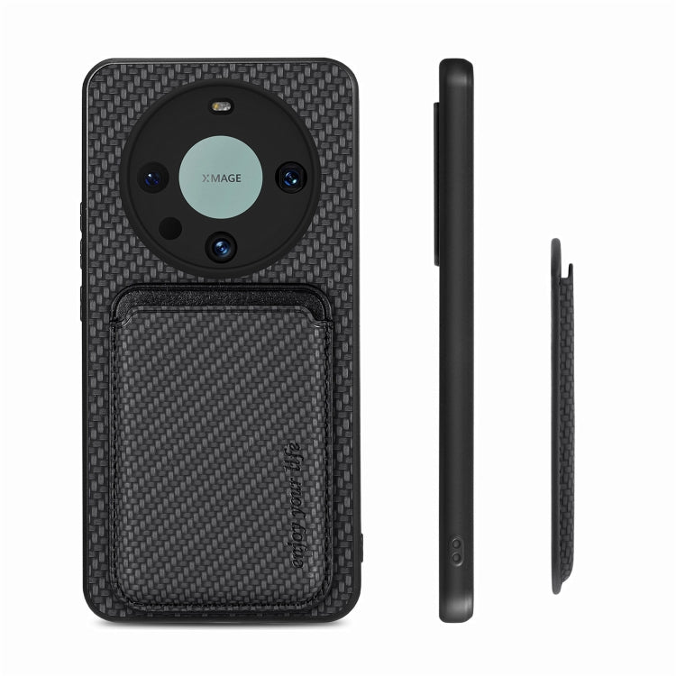 For Huawei Mate 60 Pro Carbon Fiber Leather Card Magnetic Phone Case