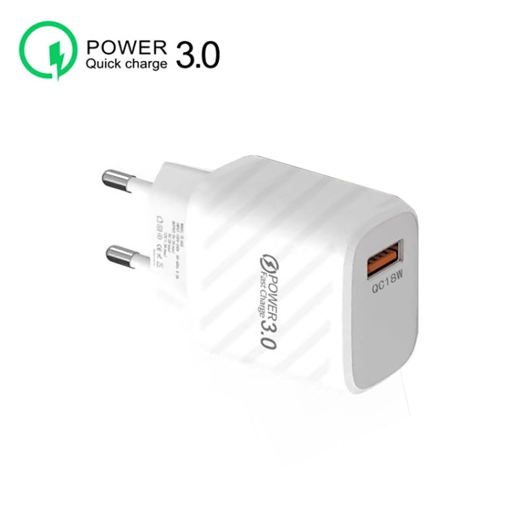 TE-005 USB3.0 QC3.0 18W 3A Interface Mobile Phone Fast Charger, EU Plug