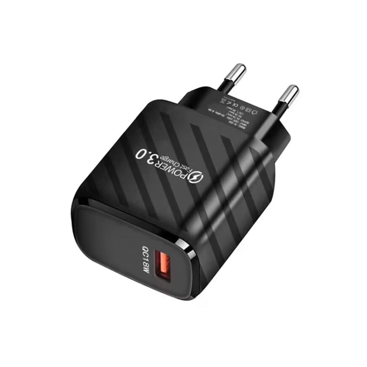 TE-005 USB3.0 QC3.0 18W 3A Interface Mobile Phone Fast Charger, EU Plug