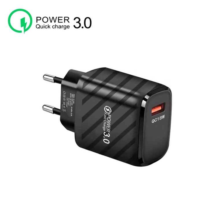 TE-005 USB3.0 QC3.0 18W 3A Interface Mobile Phone Fast Charger, EU Plug