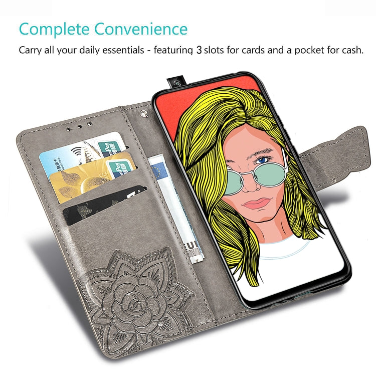 Butterfly Love Flowers Embossing Horizontal Flip Leather Case For Huawei P Smart Z with Holder & Card Slots & Wallet & Lanyard