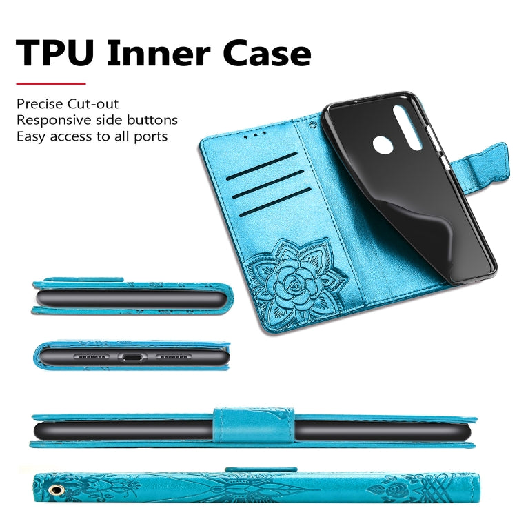 Butterfly Love Flowers Embossing Horizontal Flip Leather Case For Huawei P Smart Z with Holder & Card Slots & Wallet & Lanyard