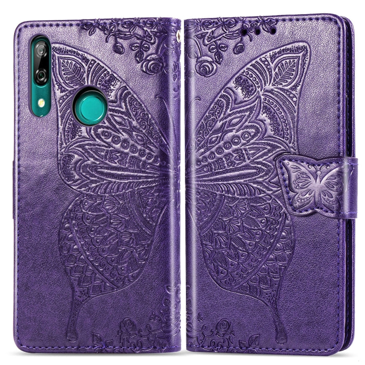 Butterfly Love Flowers Embossing Horizontal Flip Leather Case For Huawei P Smart Z with Holder & Card Slots & Wallet & Lanyard