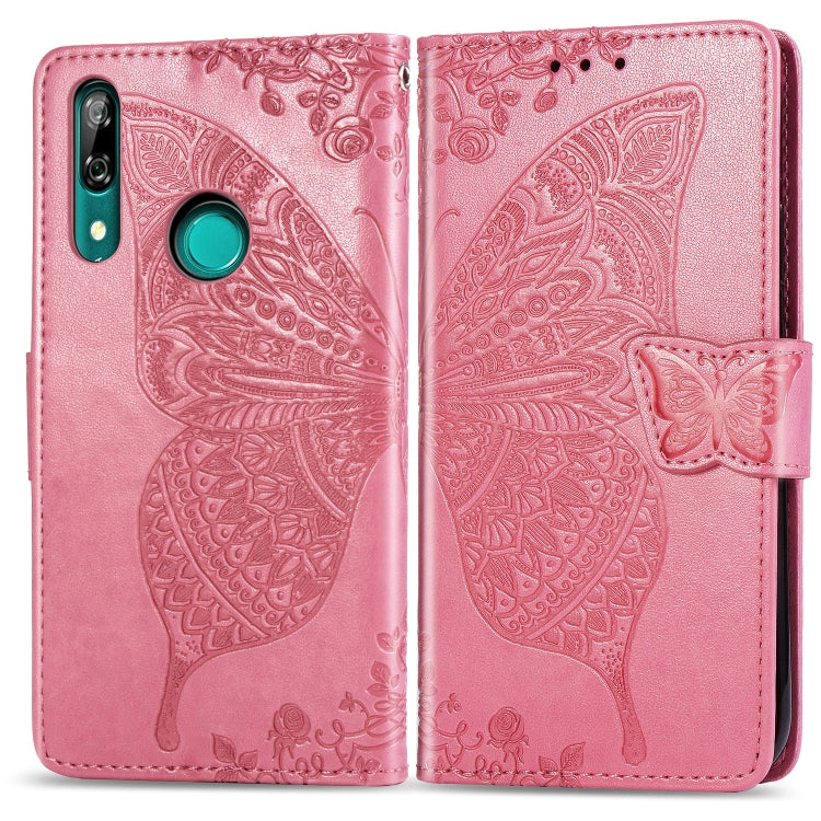 Butterfly Love Flowers Embossing Horizontal Flip Leather Case For Huawei P Smart Z with Holder & Card Slots & Wallet & Lanyard