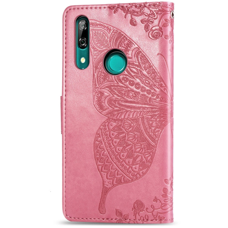 Butterfly Love Flowers Embossing Horizontal Flip Leather Case For Huawei P Smart Z with Holder & Card Slots & Wallet & Lanyard