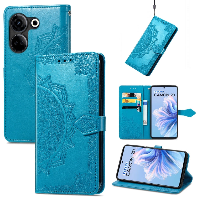 For Tecno Camon 20 Mandala Flower Embossed Leather Phone Case