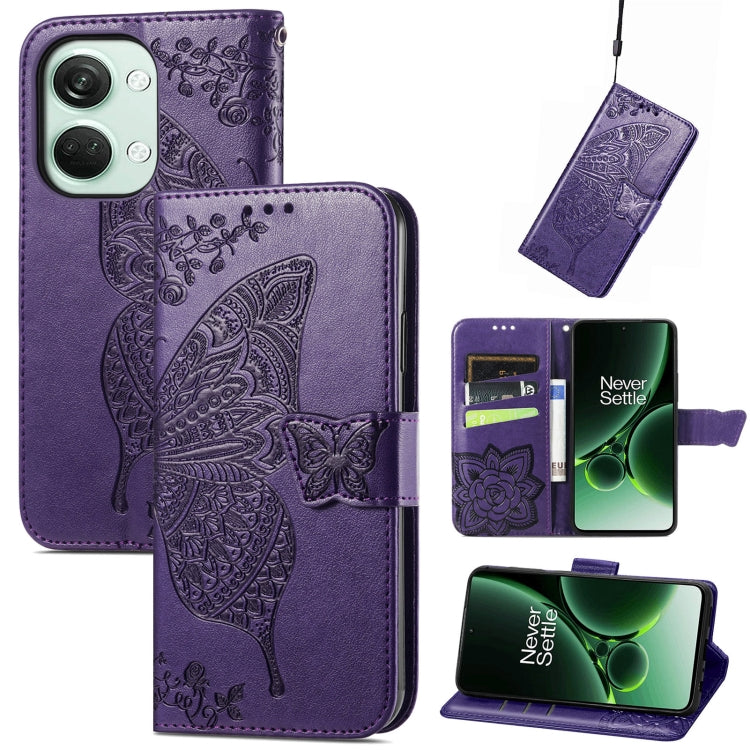 For OnePlus Nord 3 Butterfly Love Flower Embossed Leather Phone Case
