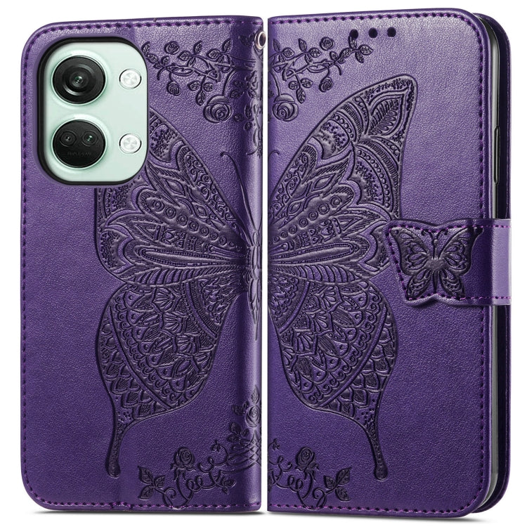For OnePlus Nord 3 Butterfly Love Flower Embossed Leather Phone Case
